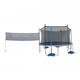 TruJump 14' Trampoline with Water Anchors, Basketball Hoop, Badminton and Volleyball, Blue