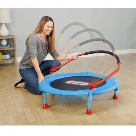 Little Tikes Easy Store 3-Foot Trampoline, with Hand Rail, Blue