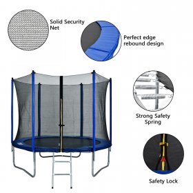 Zimtown 8 ft Kids Round Trampoline Combo, with Surround Enclosure, Blue