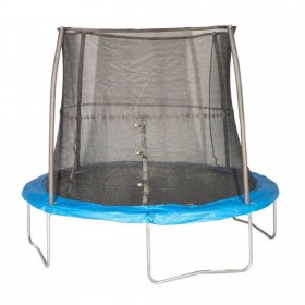 JumpKing JK10VC1 10 Foot Outdoor Trampoline w/ Safety Net Enclosure, Blue