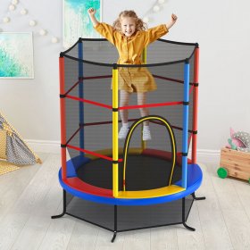 Gymax 55 Recreational Trampoline for Kids Toddler Trampoline w/ Enclosure Net Colorful