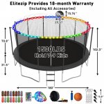 Elitezip Trampoline 15 FT 1500 LBS for Adults 8-10 Kids No-Gap Design Backyard Heavy Duty Large Outdoor Recreational Trampolines with Safety Enclosure Net, Basketball Hoop, Stakes ASTM CPC CPSIA