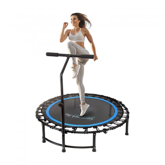 SereneLife 40\' Indoor Outdoor Fitness Cardio Sports Trampoline with Handrail