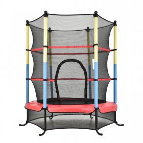 Zimtown 55 Mini Round Trampoline Combo with Safety Surround Enclosure Net , for Kids / Children Youth Jumping, Perfect for Indoor Outdoor Rebounder Exercise Fitness