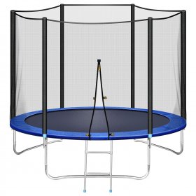 Trampoline 10 FT with Safe Enclosure Net, Kids Trampoline for Play & Exercise Indoor or Outdoor, 661 LB Capacity for 3-4 Kids, Waterproof Jump Mat, Backyard Trampoline Ladder for Adults Jump Sports