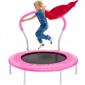 Aukfa Trampoline for Kids- 36 Toddler Trampoline with Handle for Indoor and Outdoor Park- Pink
