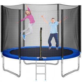 TRIPLE TREE 10 FT Trampoline with Safe Enclosure Net, 661 lbs Capacity for 3-4 Kids, Outdoor Fitness Trampoline with Waterproof Jump Mat Ladder for Indoor Park Kindergarten Toddler Trampolines