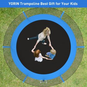 YORIN Trampoline for 2-3 Kids, 8 FT 10FT Trampoline for Adults with Enclosure Net, Ladder, 800LBS Weight Capacity Outdoor Round Recreational Trampoline, ASTM Approved Heavy Duty Trampoline