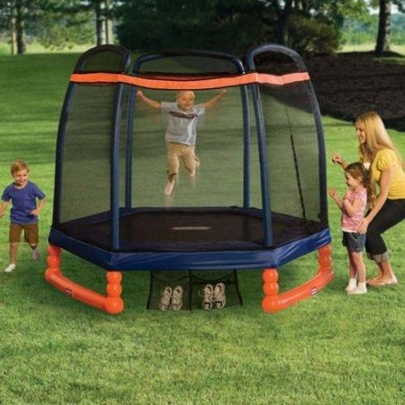 Little Tikes 7-Foot Trampoline, with Enclosure, Blue/Orange