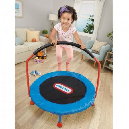 Little Tikes Easy Store 3-Foot Trampoline, with Hand Rail, Blue