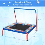 Costway 36 Kids Square Trampoline Indoor Outdoor Rebounder W/Foam Handrail Alphabet Pad