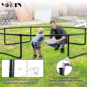 YORIN Trampoline for 8-9 Kids, 15 FT Trampoline for Adults with Enclosure Net, Basketball Hoop, Ladder, 1500LBS Weight Capacity Outdoor Recreational Trampoline, ASTM Approved Heavy Duty Trampoline