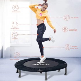 Aukfa 40 Mini Trampoline for Indoor and Outdoor Use, 300 lb Capacity for Adults and Kids, Black