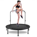 Aukfa 40 Mini Trampoline with Adjustable Handle for Indoor and Outdoor Use, 300 lb Capacity, Black