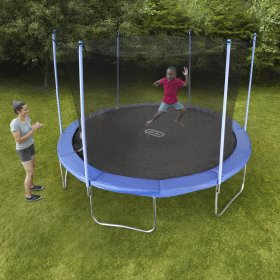 Little Tikes Mega 12' Trampoline with Enclosure with Safety Net and Built-in Safety Features, Backyard Outdoor Play, Blue- For Kids Boys Girls Ages 6 7 8+