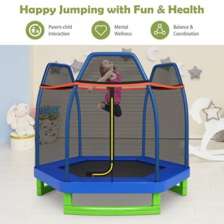 Costway 7FT Kids Trampoline Outdoor Indoor Recreational Bounce Jumper ASTM Approved