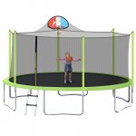 MOONSUN Trampoline for Kids Adults, Trampolines with Safety Enclosure Net, Basketball Hoop and Ladder, 8FT 10FT 12FT 14FT 15FT 16FT