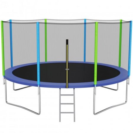 YORIN 1000LBS 12FT 14FT Trampoline for Kids Adults, Outdoor Trampoline with Safety Enclosure Net, Recreational Trampoline with Ladder, Heavy Duty No Gap Design Trampoline Capacity for 5-6 Kids