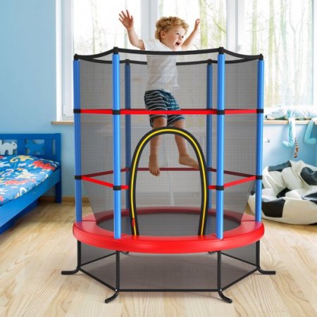 Costway 55 Kids Trampoline Bouncing Jumping Mat Recreational Trampoline W/Enclosure Net