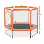 KOFUN 55 Trampoline for Kids, Toddlers Trampoline with Enclosure Net and Balls, Mini Trampoline, Indoor & Outdoor Trampoline, Gifts for Kids, Baby Toddler Trampoline Toys, Orange