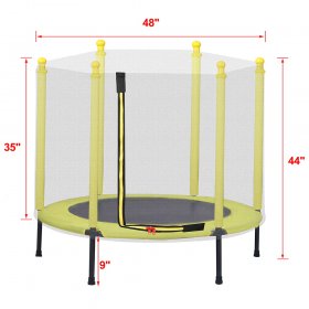 Toddler Trampoline with Safety Enclosure Net, 48 Kids Trampoline Little Trampoline, Small Indoor Outdoor Trampoline for Boys Girls, Max Load 220lbs, Yellow