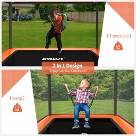 Gymax 6FT Recreational Kids Trampoline W/Swing Safety Enclosure Indoor/Outdoor Orange