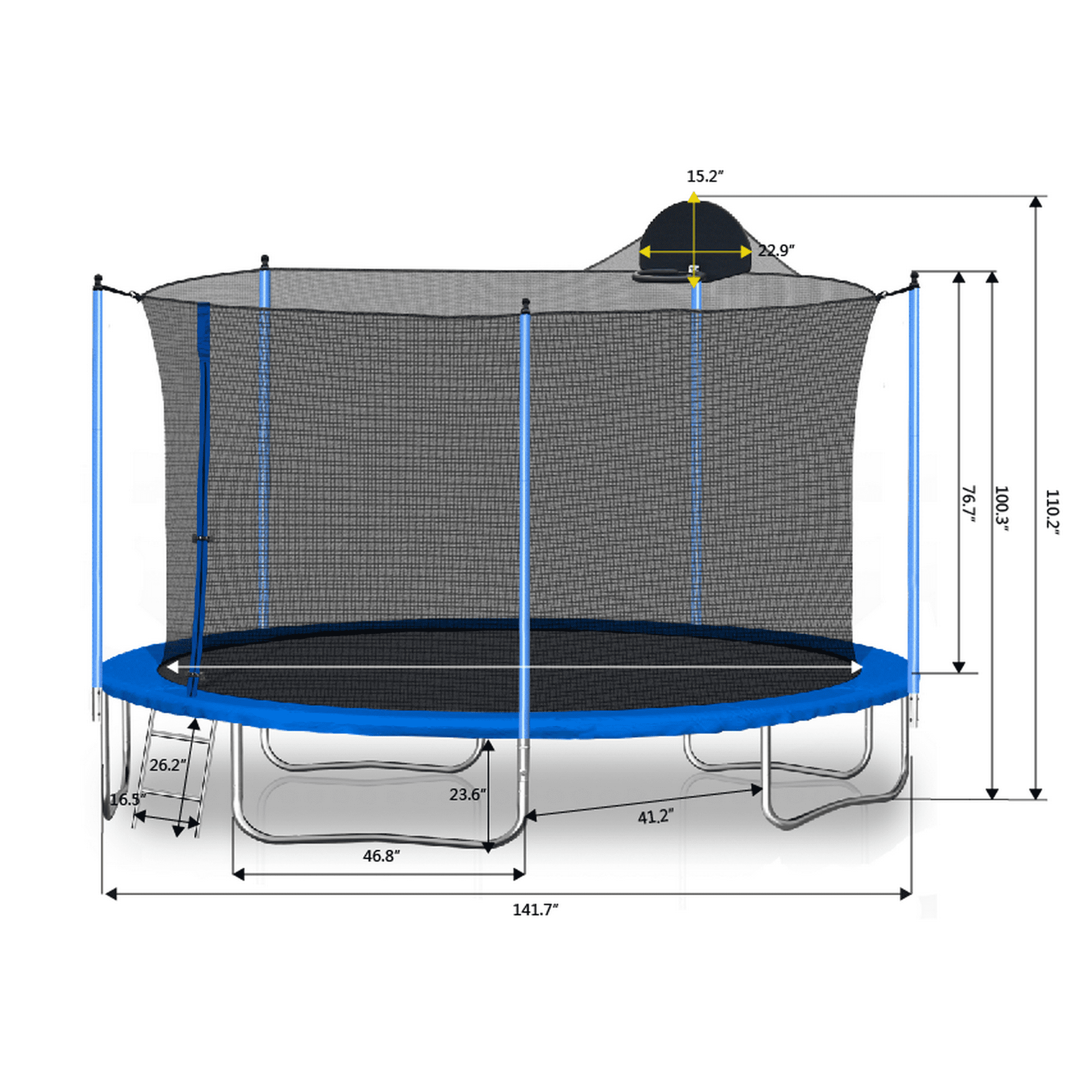 uhomepro 12-Foot Kids Trampoline for Backyard, Outdoor Trampoline with Board, Safety Enclosure Net, Steel Tube, Circular Trampolines for Adults Kids, Family Jumping and Ladder, Kids Round Trampoline